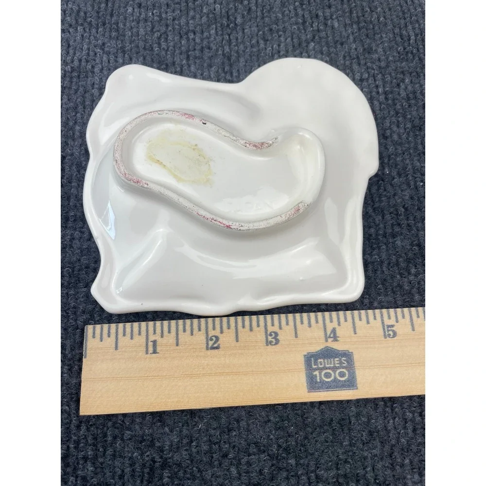 Vintage Japan Ceramic Unicorn Trinkical Dish White Yellow Figural Catchall Tray